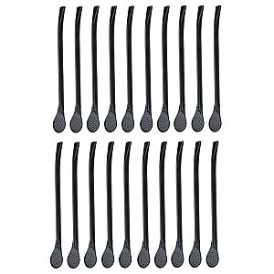 Kit 50 Bombas Terere Redonda Epoxi Preta 19cm Nosso Tereré
