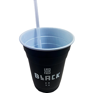 Kit Black Erva Descartável (Copo e Canudo)