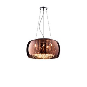 Pendente / Plafon Vidro Soho Cobre e Cristal 40cm - Bella