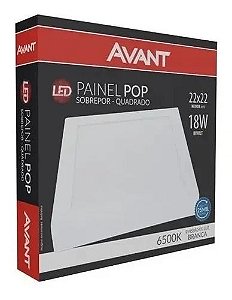 Painel Pop LED Quadrado 18w 6500k Sobrepor 22x22 cm Avant