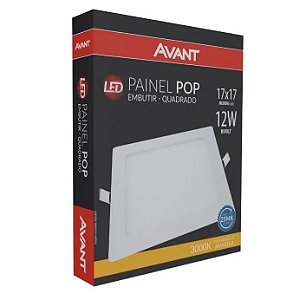 Painel Plafon Embutir Led 12w 3000k Quadrado 17x17cm Avant