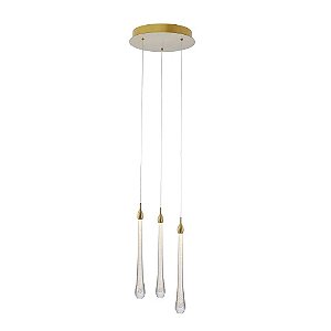 Pendente Goccia Dourado D3041cm LED 3x3w 3000k 480lm OC002M