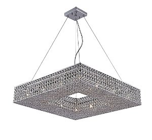 Lustre Pendente / Plafon em Cristal K9 60x60cm +Luz