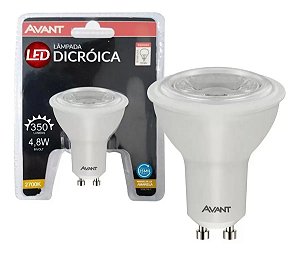 Lâmpada Led Dicroica Gu10 4,8w 2700k Branco Quente - Avant