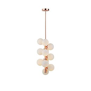 Pendente Bolle V Rosé Gold e Vidro Opalino 12x G9