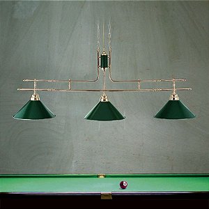 Pendente Bilhar 3xE27 C130cm Dourado Polido / Verde Inglês