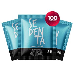 Kit 100 Sachês Sedenta Por Oral Cereja Ice 3g Gel Vibrante Comestível com Glitter Pepper Blend