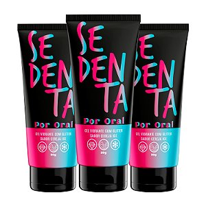 Kit Sedenta Por Oral Cereja Ice Gel Vibrante Comestível com Glitter 50g Pepper Blend