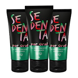 Kit Sedenta Por Oral Melancia Gel Vibrante Comestível com Glitter 50g Pepper Blend