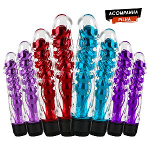 Kit Vibrador Personal Azul Rosa Vermelho e Roxo com Capa Texturizada - Importado