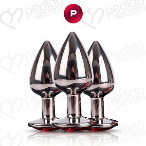 Kit Plug Tamanho P Anal Inox Pedra Joia Excita Estimula Dilata - Sexy Import