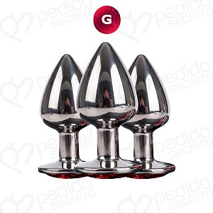 Kit Plug Anal Tamanho G Avançado Inox Pedra Joia Excita Estimula Dilata - Sexy Import