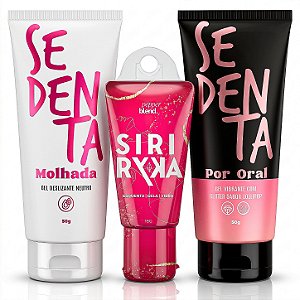 Kit 3 Produtos Sex Shop Gel Lubrificante Íntimo Sedenta Molhada 50g Excitante Feminino Oral Beijável
