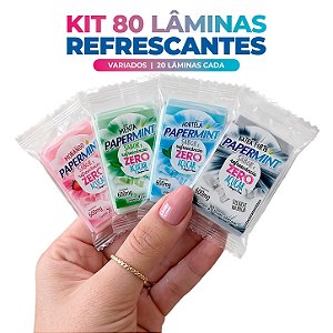 Kit 80 Lâminas Refrescantes PaperMint Zero Açúcar para Beijo e Oral