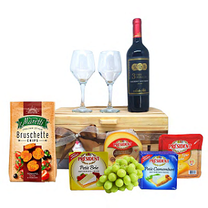 Baú Elegance Queijos e Vinho