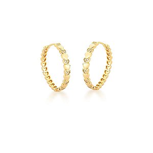 ARGOLA COM CORAÇÕES LISOS E CRAVEJADOS BRANCOS 30MM