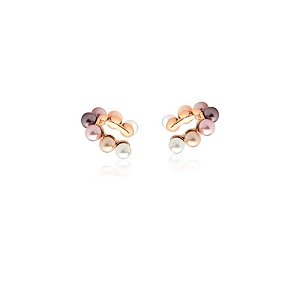 PIERCING DE ORELHA COM PEROLAS QUATRO TONS BANHADO A OURO ROSÊ