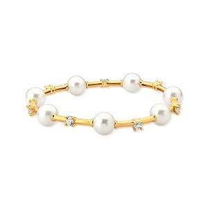 PULSEIRA COM PÉROLAS BANHADO A OURO