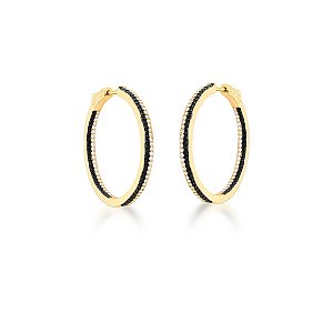 ARGOLA DUAS FILEIRAS COM ZIRCÔNIAS PRETO E BRANCO M