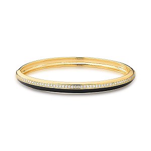 BRACELETE ESMALTADO PRETO E ZIRCÔNIAS BRANCAS