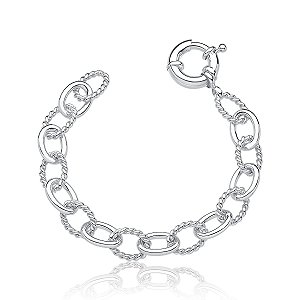 PULSEIRA COM ELOS TRANÇADOS E LISOS BANHADA A RÓDIO