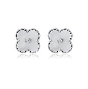 BRINCO TREVO MADREPÉROLA COM ZIRCONIA