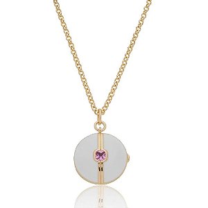 COLAR RELICARIO PINK MOMENTS DOURADO/BRANCO SJ