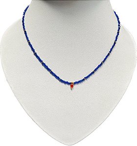 CHOKER DELICADA LAPIS LAZULI E CRISTAL CORNALINA SJ