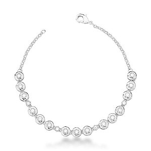 PULSEIRA COM ESFERAS LISAS E ZIRCÔNIAS BRANCAS BANHO RODIO SM