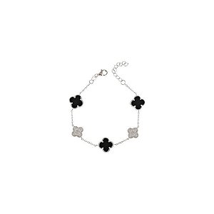 PULSEIRA TREVO ONIX E TREVO CRAVEJADO PP