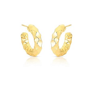 BRINCO MEIA ARGOLA TEXTURIZADO BAN. OURO SM