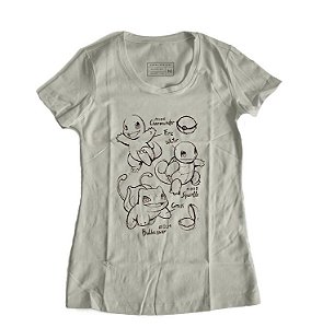 Camiseta Feminina Bulbasaur Charmander Pokemon