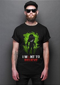 Camiseta Masculina  Aliens vs Predador I Wont to Believe - Nerd e Geek - Presentes Criativos