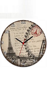 Relógio de Parede Paris Torre Eiffel - Nerd e Geek - Presentes Criativos