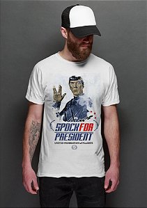 Camiseta Masculina  Spock For President - Nerd e Geek - Presentes Criativos
