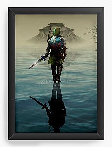 Quadro Decorativo A4 (33X24) The Legend of Zelda - Link over water - Nerd e Geek - Presentes Criativos