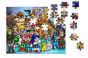 Quebra-Cabeça Super Mario e Link - Diversos 90 pçs - Nerd e Geek - Presentes Criativos