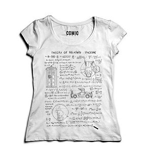 Camiseta Feminina Theory of Relativity Space Time - Nerd e Geek - Presentes Criativos