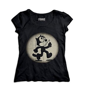 Camiseta Feminina Gato Felix - Nerd e Geek - Presentes Criativos