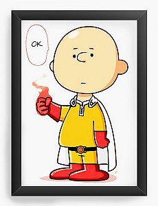 Quadro Decorativo A4 (33X24) Charlie Brown become One Punch - Nerd e Geek - Presentes Criativos