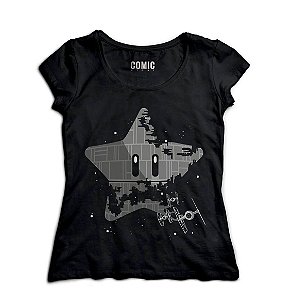 Camiseta Feminina Super Estrela da Morte - Nerd e Geek - Presentes Criativos