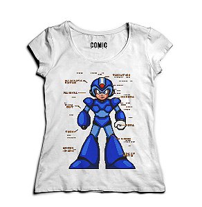 Camiseta Feminina Mega Man Nerd e Geek - Presentes Criativos