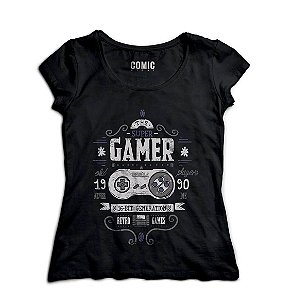 Camiseta Feminina 16bit Super - Nerd e Geek - Presentes Criativos