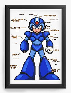 Quadro Decorativo A3 (45X33) Mega Man - Nerd e Geek - Presentes Criativos