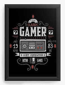 Quadro Decorativo A3 (45X33)  Gamer 16bit Super - Nerd e Geek - Presentes Criativos