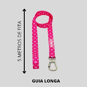 Guia Longa Pink Paws para Cães Madiba Pet - 5 Metros