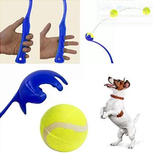 Lançador De Bolas Interativa Pet Brinquedo Manual + Bolinha de Tênis