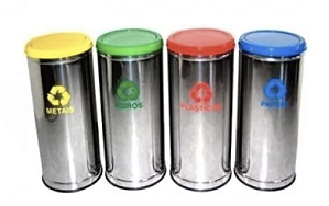 Lixeira Coleta Seletiva Aço Inox 40,5L