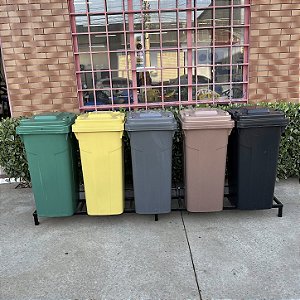 Conjunto de Lixeiras Plásticas Coleta Seletiva 120L com Rodas
