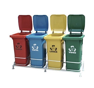 Conjunto de Lixeiras Plásticas Coleta Seletiva 240L com Rodas